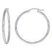 925 Sterling Silver Womens Diamond-cut 2mm x 35mm Hoop Earrings - SLV-120624