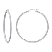 925 Sterling Silver Womens Diamond-cut 2mm x 45mm Hoop Earrings - SLV-120626