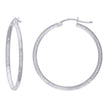 925 Sterling Silver Womens Diamond-cut 2mm x 30mm Hoop Earrings - SLV-120638