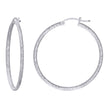925 Sterling Silver Womens Diamond-cut 2mm x 35mm Hoop Earrings - SLV-120639