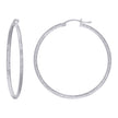 925 Sterling Silver Womens Diamond-cut 2mm x 40mm Hoop Earrings - SLV-120640