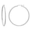 925 Sterling Silver Womens Diamond-cut 2mm x 45mm Hoop Earrings - SLV-120641