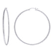 925 Sterling Silver Womens Diamond-cut 2mm x 60mm Hoop Earrings - SLV-120644