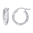 925 Sterling Silver Womens Diamond-cut 2mm x 10mm Hoop Earrings - SLV-120648