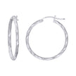 925 Sterling Silver Womens Diamond-cut 2mm x 12mm Hoop Earrings - SLV-120649