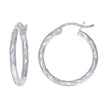 925 Sterling Silver Womens Diamond-cut 2mm x 15mm Hoop Earrings - SLV-120650