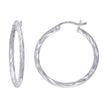 925 Sterling Silver Womens Diamond-cut 2mm x 20mm Hoop Earrings - SLV-120651