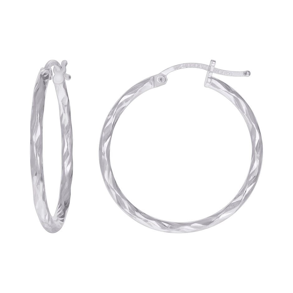 925 Sterling Silver Womens Twisted Hoop Earrings