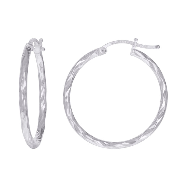 925 Sterling Silver Womens Twisted Hoop Earrings