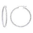 925 Sterling Silver Womens Diamond-cut 2mm x 30mm Hoop Earrings - SLV-120653