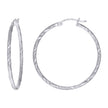 925 Sterling Silver Womens Diamond-cut 2mm x 35mm Hoop Earrings - SLV-120654