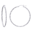925 Sterling Silver Womens Diamond-cut 2mm x 40mm Hoop Earrings - SLV-120655