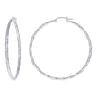 925 Sterling Silver Womens Diamond-cut 2mm x 45mm Hoop Earrings - SLV-120656