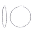 925 Sterling Silver Womens Diamond-cut 2mm x 50mm Hoop Earrings - SLV-120657