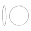 925 Sterling Silver Womens Diamond-cut 2mm x 55mm Hoop Earrings - SLV-120658