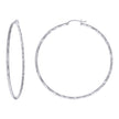 925 Sterling Silver Womens Diamond-cut 2mm x 60mm Hoop Earrings - SLV-120659