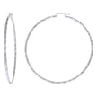 925 Sterling Silver Womens Diamond-cut 2mm x 70mm Hoop Earrings - SLV-120661