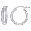 925 Sterling Silver Womens Diamond-cut 2mm x 10mm Hoop Earrings - SLV-120663