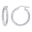 925 Sterling Silver Womens Diamond-cut 2mm x 15mm Hoop Earrings - SLV-120664