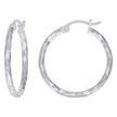 925 Sterling Silver Womens Diamond-cut 2mm x 20mm Hoop Earrings - SLV-120665