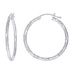925 Sterling Silver Womens Diamond-cut 2mm x 25mm Hoop Earrings - SLV-120666