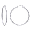 925 Sterling Silver Womens Diamond-cut 2mm x 35mm Hoop Earrings - SLV-120668