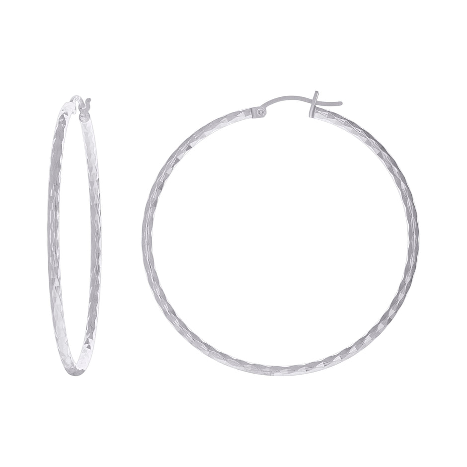925 Sterling Silver Womens Twisted Hoop Earrings