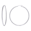925 Sterling Silver Womens Diamond-cut 2mm x 50mm Hoop Earrings - SLV-120671