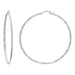 925 Sterling Silver Womens Diamond-cut 2mm x 60mm Hoop Earrings - SLV-120673