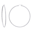925 Sterling Silver Womens Diamond-cut 2mm x 70mm Hoop Earrings - SLV-120675