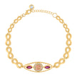 10kt Two-tone Gold Womens Purple White Cubic-Zirconia Quinceanera 15 Charm Bracelet Size 8 Inches