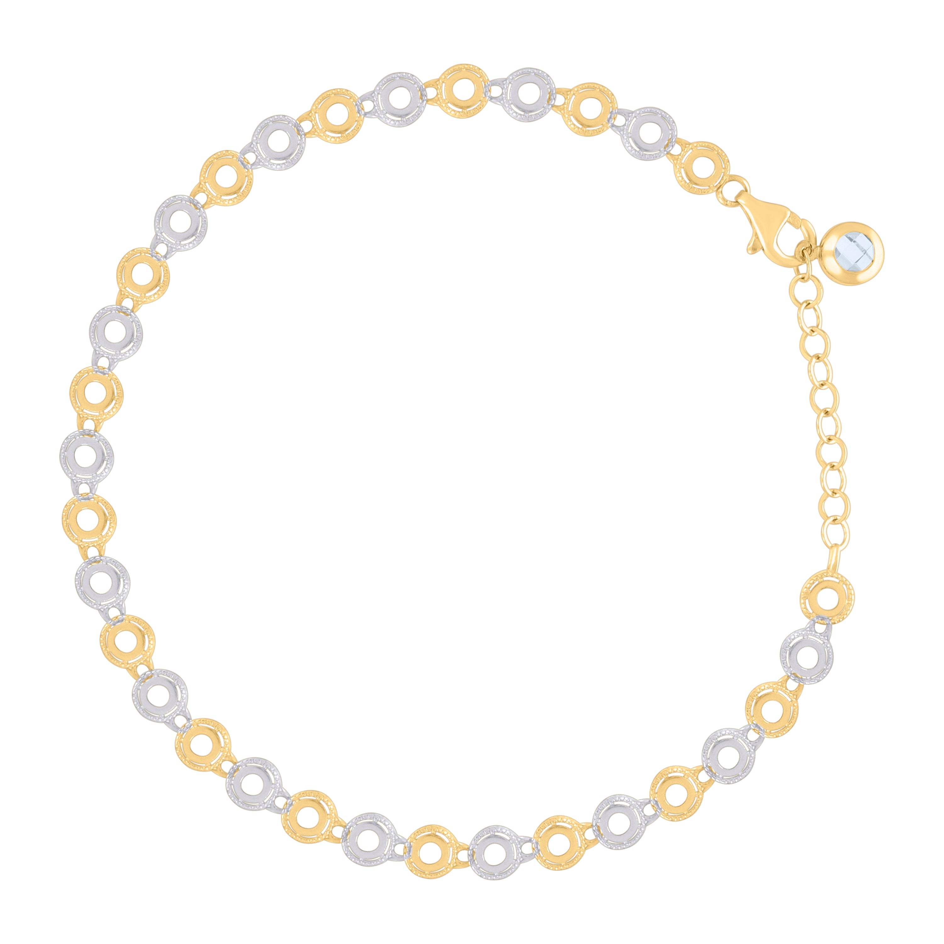 10kt Two-tone Gold Womens Cubic-Zirconia Fashion Link Bracelet Size 8 Inches