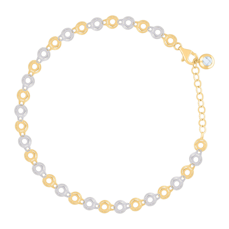 10kt Two-tone Gold Womens Cubic-Zirconia Fashion Link Bracelet Size 8 Inches