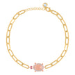 10kt Two-tone Gold Womens Purple Cubic-Zirconia Turtle Animal Charm Bracelet Size 8 Inches