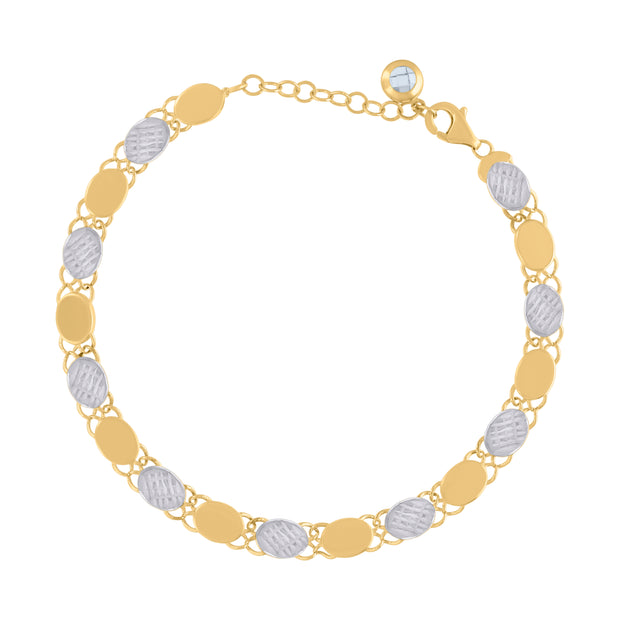 10kt Two-tone Gold Womens Cubic-Zirconia Fashion Link Bracelet Size 8 Inches