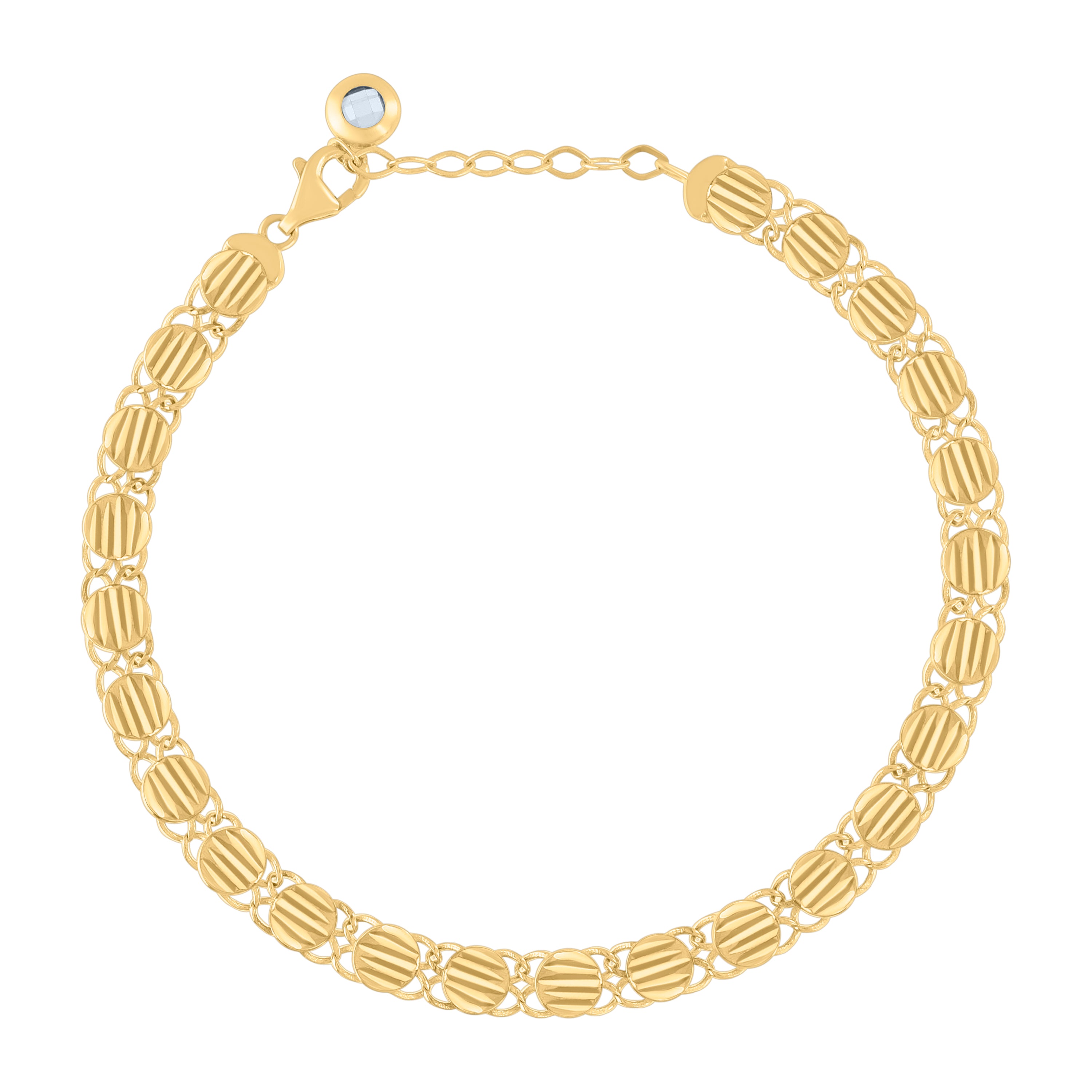 10kt Yellow Gold Womens Cubic-Zirconia Fashion Link Bracelet Size 8 Inches