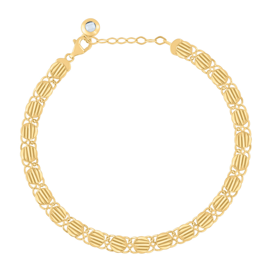 10kt Yellow Gold Womens Cubic-Zirconia Fashion Link Bracelet Size 8 Inches