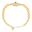 10kt Yellow Gold Womens Cubic-Zirconia Crown Quinceanera 15 Charm Bracelet Size 8 Inches