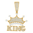 925 Sterling Silver Yellow-tone Mens Cubic-Zirconia KING Fashion Charm Pendant