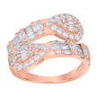 925 Sterling Silver Rose-Tone Womens Cubic-Zirconia Bypass Fashion Ring Size 8