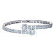 925 Sterling Silver Womens Baguette Round Cubic-Zirconia Fashion Bangle Bracelet 