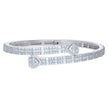 925 Sterling Silver Womens Baguette Round Cubic-Zirconia Heart Bangle Bracelet 