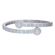 925 Sterling Silver Womens Baguette Round Cubic-Zirconia Fashion Bangle Bracelet 