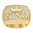 925 Sterling Silver Yellow-Tone Mens Cubic-Zirconia KING Fashion Ring Size 10 - SLV-120809