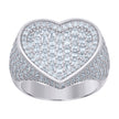 925 Sterling Silver Womens Baguette Round Cubic-Zirconia Heart Ring Size 9