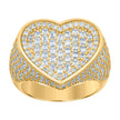 925 Sterling Silver Yellow-Tone Womens Baguette Round Cubic-Zirconia Heart Ring Size 9