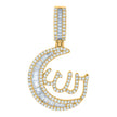 925 Sterling Silver Yellow-tone Mens Cubic-Zirconia Half Moon ALLAH Symbol Religious Charm Pendant