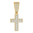 925 Sterling Silver Yellow-tone Mens Baguette Round Cubic-Zirconia Cross Religious Charm Pendant