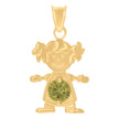 10kt Yellow Gold Womens Green Cubic-Zirconia Girl August Birthstone Charm Pendant