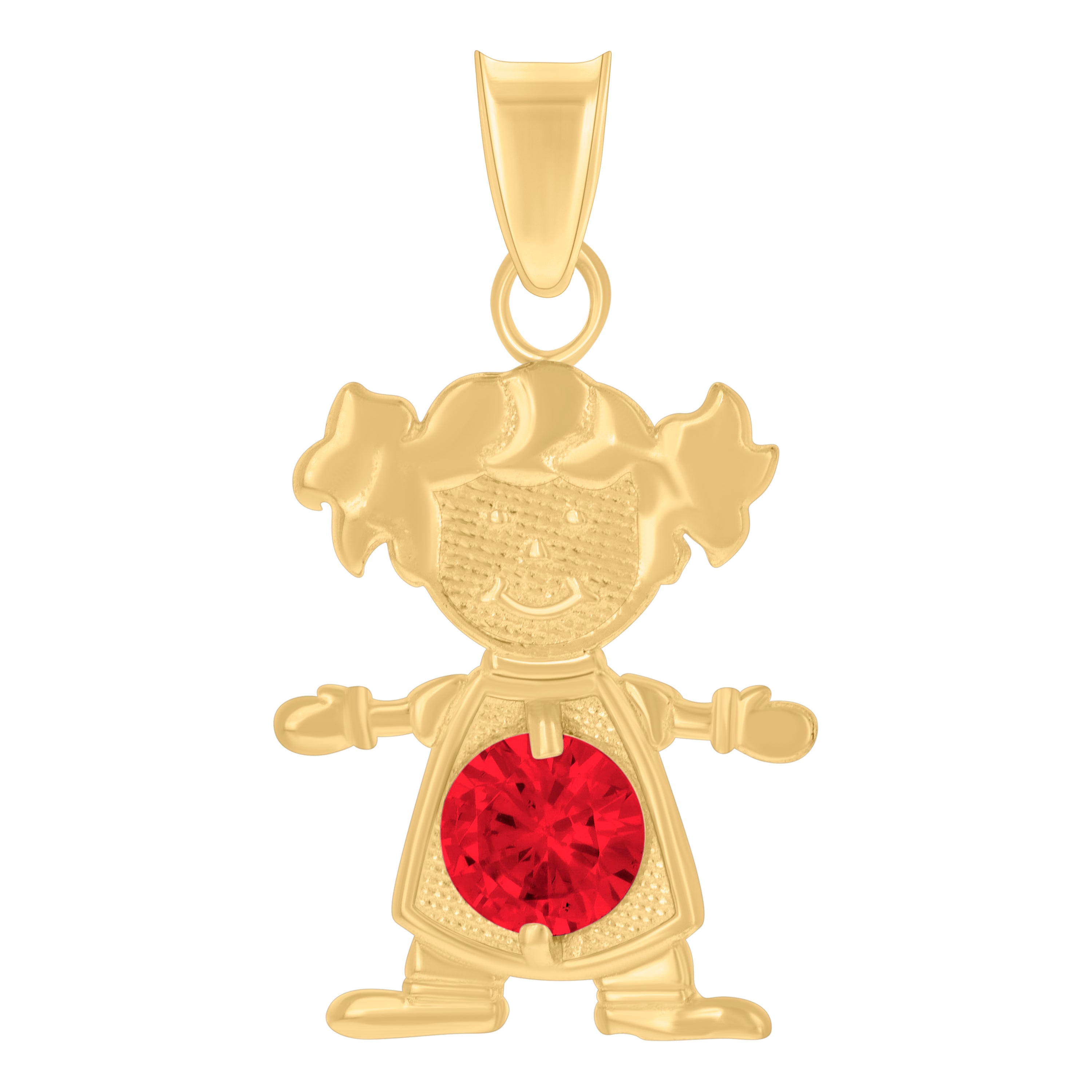 10kt Yellow Gold Womens Red Cubic-Zirconia Girl January Birthstone Charm Pendant